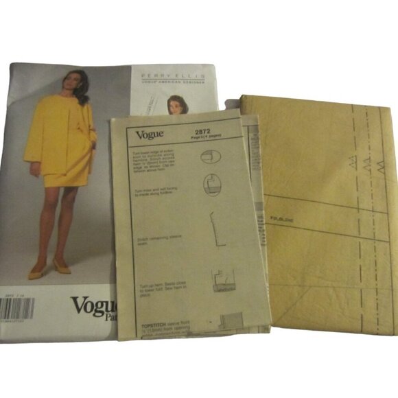 Perry Ellis Vintage Women's Sewing Pattern 2872 Dress and Jacket Size 14-16-18 - Picture 4 of 6